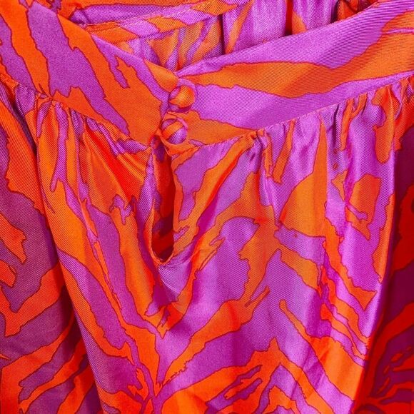 MILLY 100% Silk Red/Purple Print Chain Strap Halter Top Sz 2 $295 - Picture 7 of 9